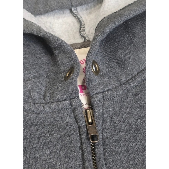 Victoria's Secret PINK University of Pink Graphic Full Zip Hoodie Gray Size L - Picture 4 of 11